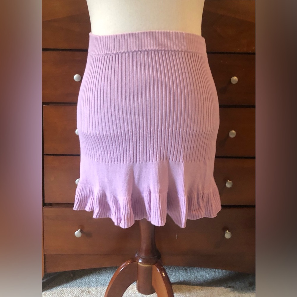 Free People Lavender Ribbed Knit Flounce Skirt